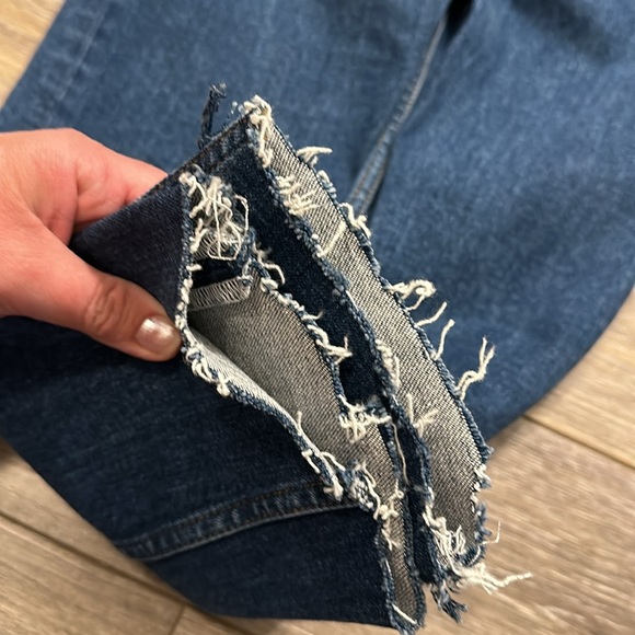 RE/DONE 90S HIGH RISE ANKLE CROP JEANS BLUE SIZE 27 DISTRESSED ANKLE - Picture 13 of 14